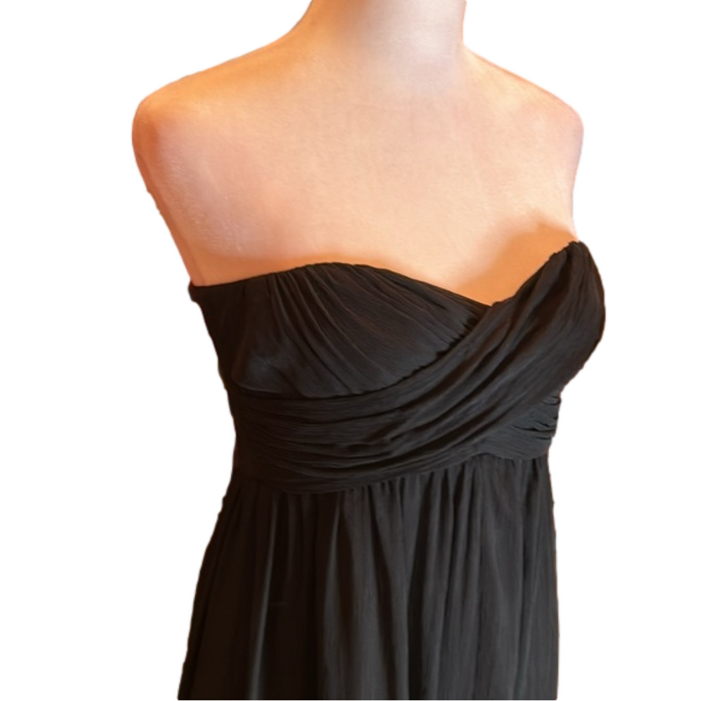 J. CREW 100% Silk Black Chiffon Strapless “Taryn” Dress Size 2 - Picture 4 of 8